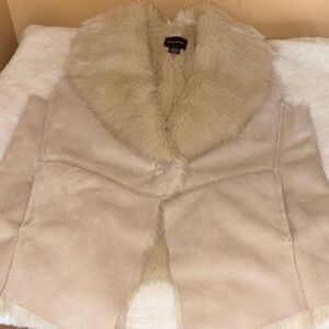 DKNY Cream Teddy Jacket with Plush Collar